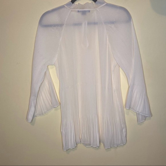 NEW ROAMAN’S Tie Neck Ruffle Pleated Blouse Sz 12 - Picture 6 of 8